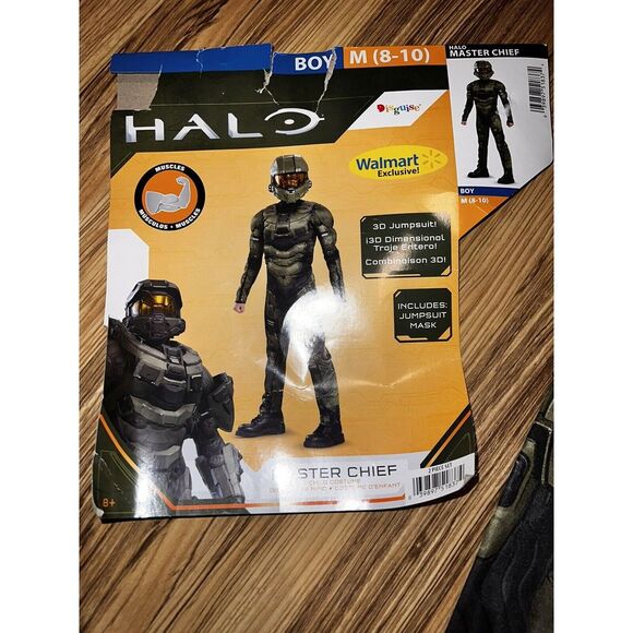 HALO Boys' Sz M 8/10 Master Chief 2PC Classic Muscle Halloween Costume 8 10 - Picture 2 of 8